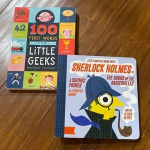 2 board books Little Geeks & Sherlock‎ Holmes